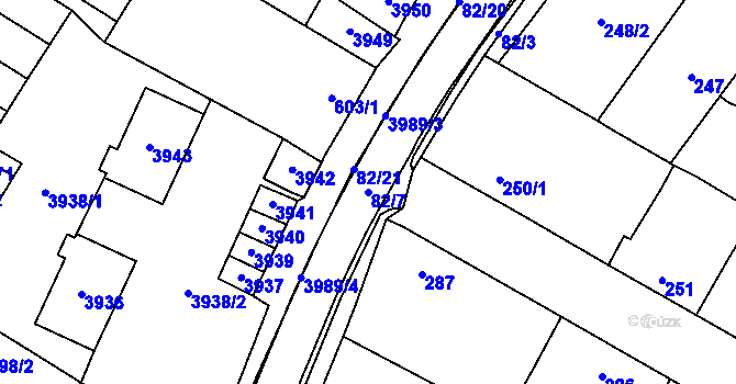 Parcela st. 82/7 v KÚ Těšetice u Znojma, Katastrální mapa