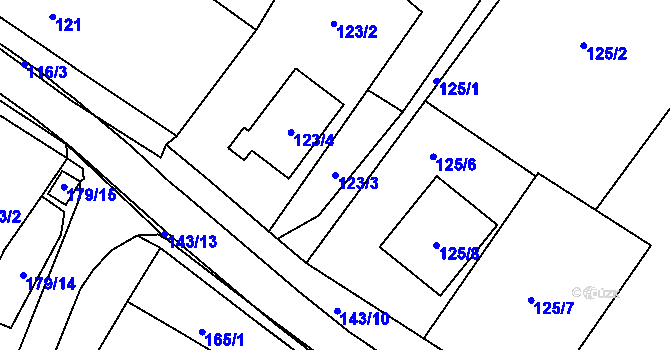 Parcela st. 123/3 v KÚ Těšetice u Znojma, Katastrální mapa