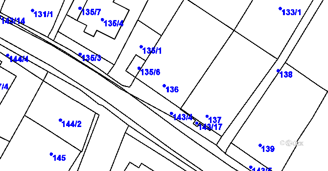 Parcela st. 136 v KÚ Těšetice u Znojma, Katastrální mapa