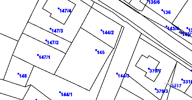 Parcela st. 145 v KÚ Těšetice u Znojma, Katastrální mapa