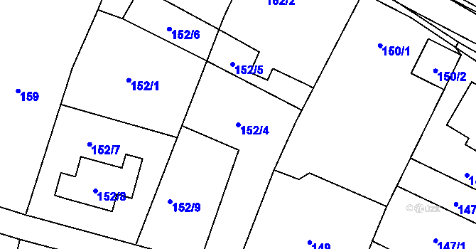 Parcela st. 152/4 v KÚ Těšetice u Znojma, Katastrální mapa