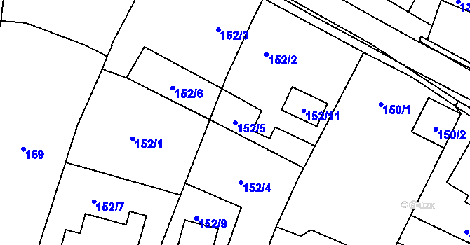 Parcela st. 152/5 v KÚ Těšetice u Znojma, Katastrální mapa