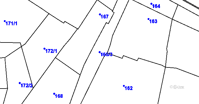 Parcela st. 165/3 v KÚ Těšetice u Znojma, Katastrální mapa