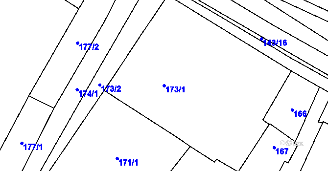 Parcela st. 173/1 v KÚ Těšetice u Znojma, Katastrální mapa
