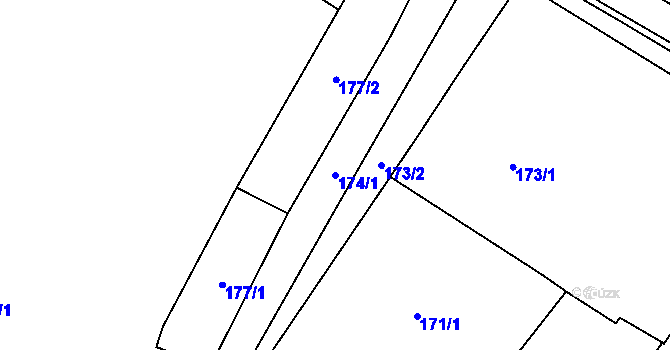 Parcela st. 174 v KÚ Těšetice u Znojma, Katastrální mapa