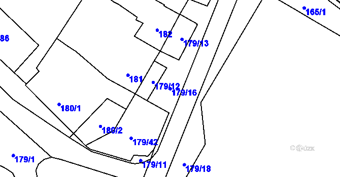 Parcela st. 179/16 v KÚ Těšetice u Znojma, Katastrální mapa