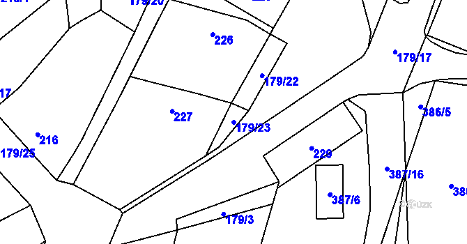 Parcela st. 179/23 v KÚ Těšetice u Znojma, Katastrální mapa