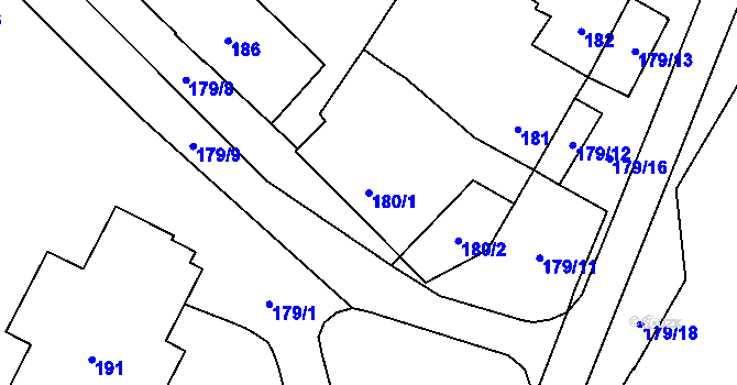 Parcela st. 180/1 v KÚ Těšetice u Znojma, Katastrální mapa