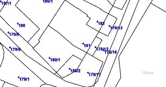 Parcela st. 181 v KÚ Těšetice u Znojma, Katastrální mapa