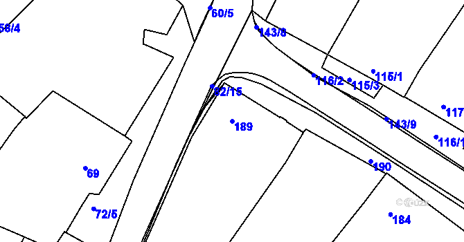 Parcela st. 189 v KÚ Těšetice u Znojma, Katastrální mapa