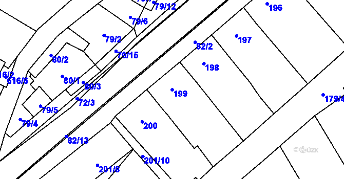 Parcela st. 199 v KÚ Těšetice u Znojma, Katastrální mapa