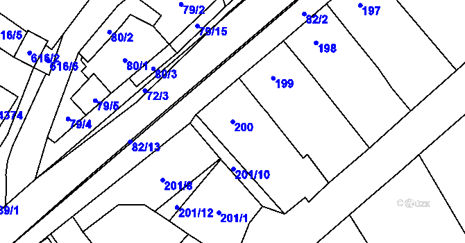 Parcela st. 200 v KÚ Těšetice u Znojma, Katastrální mapa