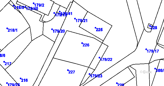Parcela st. 226 v KÚ Těšetice u Znojma, Katastrální mapa