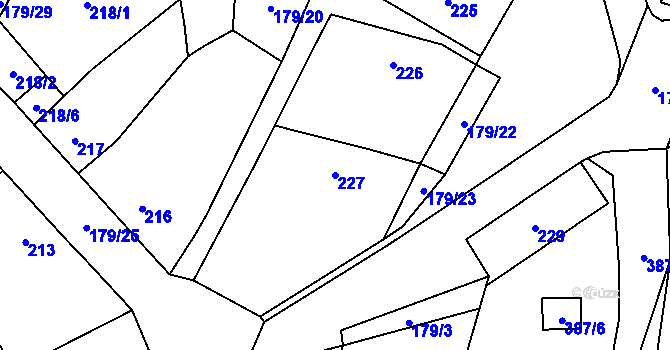 Parcela st. 227 v KÚ Těšetice u Znojma, Katastrální mapa