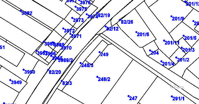 Parcela st. 249 v KÚ Těšetice u Znojma, Katastrální mapa