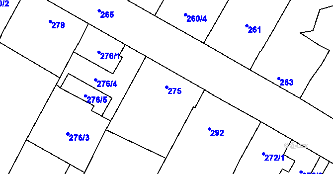 Parcela st. 275 v KÚ Těšetice u Znojma, Katastrální mapa