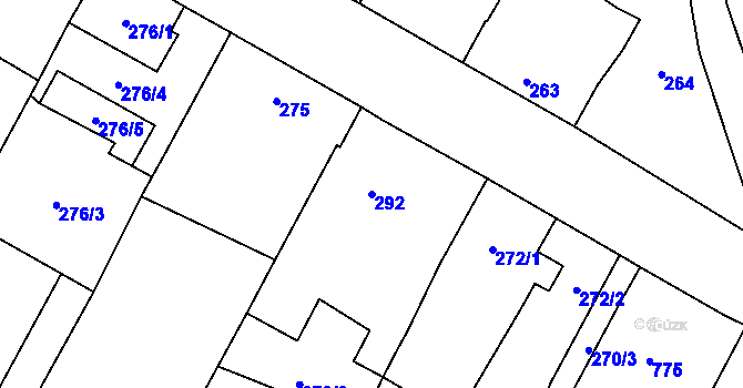 Parcela st. 292 v KÚ Těšetice u Znojma, Katastrální mapa