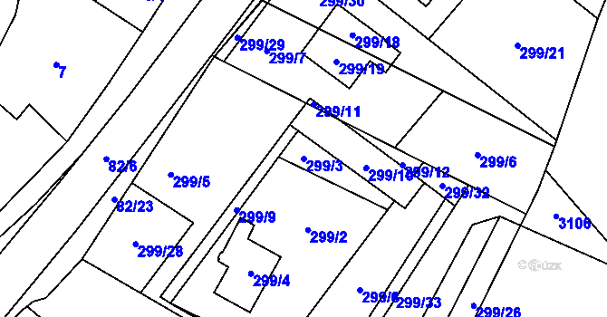 Parcela st. 299/3 v KÚ Těšetice u Znojma, Katastrální mapa