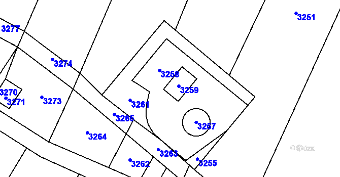 Parcela st. 320/5 v KÚ Těšetice u Znojma, Katastrální mapa