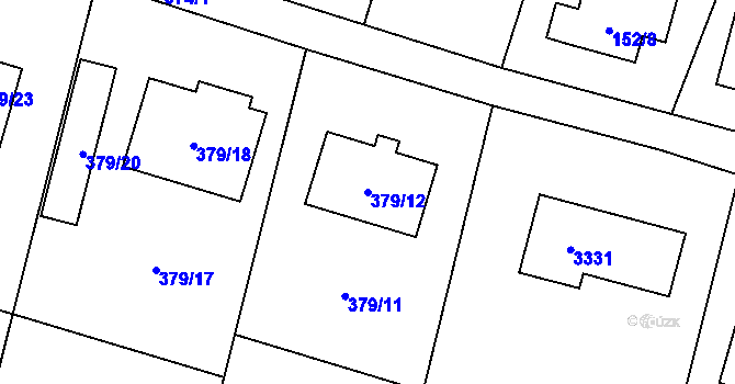 Parcela st. 379/12 v KÚ Těšetice u Znojma, Katastrální mapa