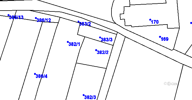 Parcela st. 382/2 v KÚ Těšetice u Znojma, Katastrální mapa
