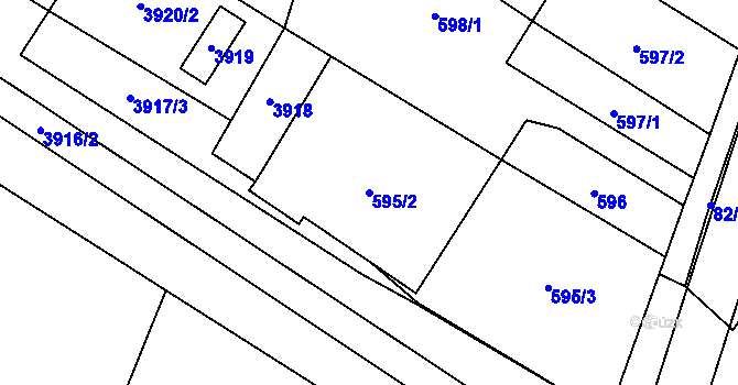 Parcela st. 595/2 v KÚ Těšetice u Znojma, Katastrální mapa