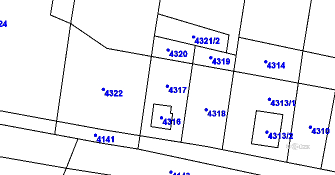 Parcela st. 703/4 v KÚ Těšetice u Znojma, Katastrální mapa