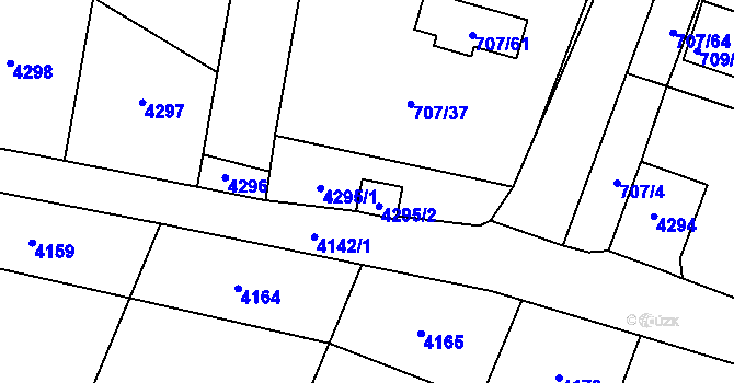 Parcela st. 4295 v KÚ Těšetice u Znojma, Katastrální mapa