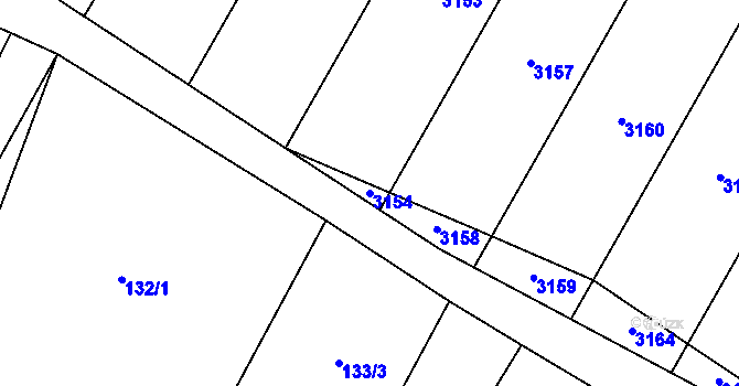 Parcela st. 3154 v KÚ Těšetice u Znojma, Katastrální mapa