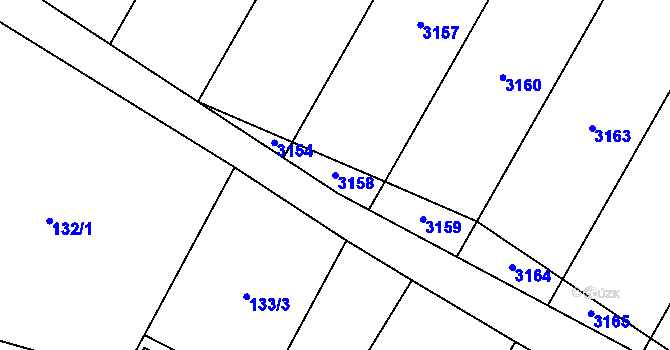 Parcela st. 3158 v KÚ Těšetice u Znojma, Katastrální mapa