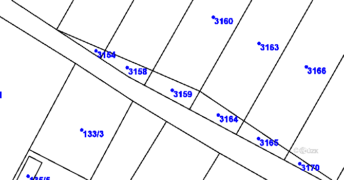 Parcela st. 3159 v KÚ Těšetice u Znojma, Katastrální mapa