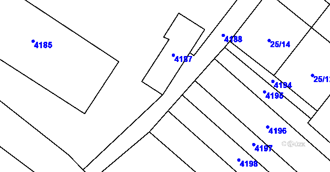 Parcela st. 4186 v KÚ Těšetice u Znojma, Katastrální mapa