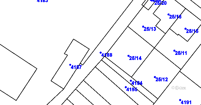 Parcela st. 4188 v KÚ Těšetice u Znojma, Katastrální mapa