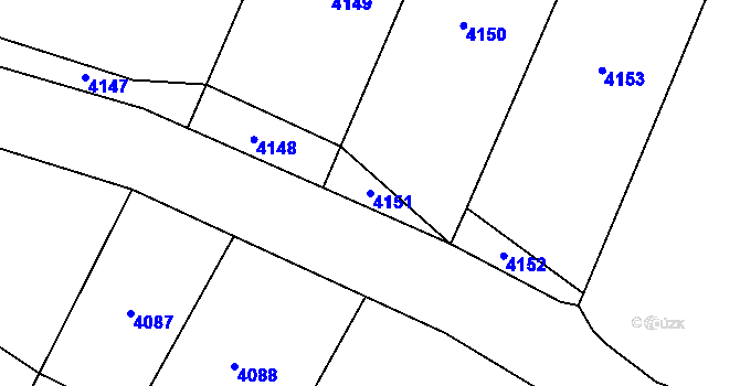Parcela st. 4151 v KÚ Těšetice u Znojma, Katastrální mapa