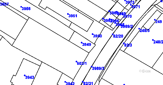 Parcela st. 3949 v KÚ Těšetice u Znojma, Katastrální mapa