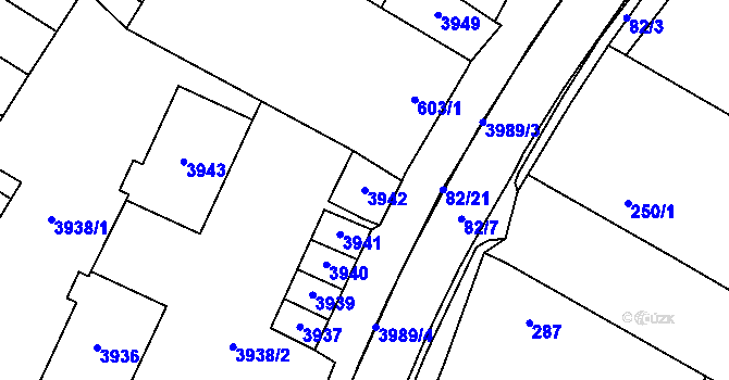 Parcela st. 3942 v KÚ Těšetice u Znojma, Katastrální mapa