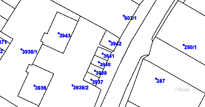 Parcela st. 3941 v KÚ Těšetice u Znojma, Katastrální mapa
