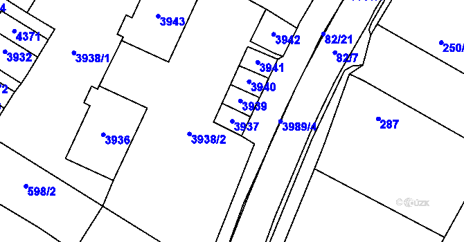 Parcela st. 3937 v KÚ Těšetice u Znojma, Katastrální mapa