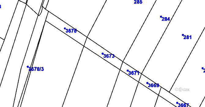 Parcela st. 3673 v KÚ Těšetice u Znojma, Katastrální mapa