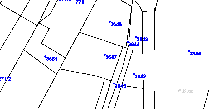 Parcela st. 3647 v KÚ Těšetice u Znojma, Katastrální mapa
