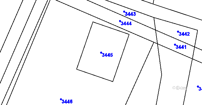 Parcela st. 3445 v KÚ Těšetice u Znojma, Katastrální mapa
