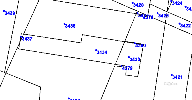 Parcela st. 3434 v KÚ Těšetice u Znojma, Katastrální mapa