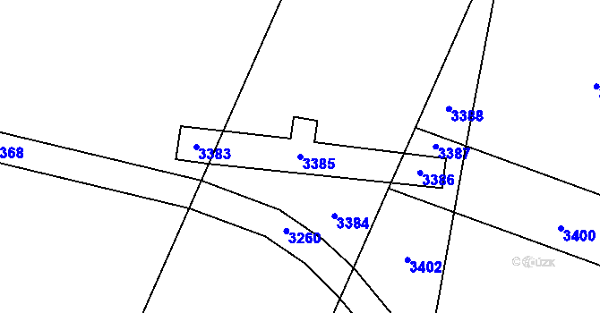 Parcela st. 3385 v KÚ Těšetice u Znojma, Katastrální mapa