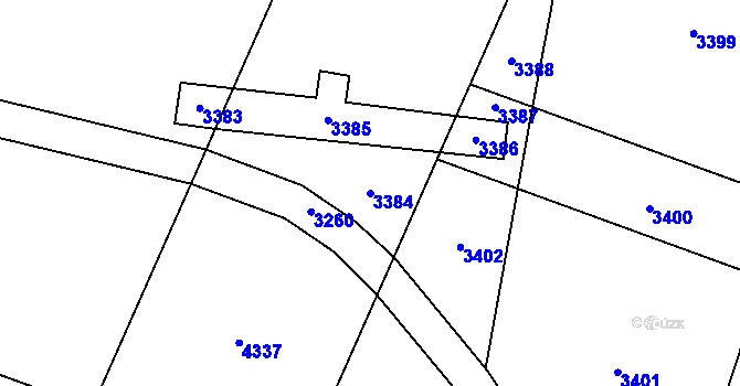 Parcela st. 3384 v KÚ Těšetice u Znojma, Katastrální mapa