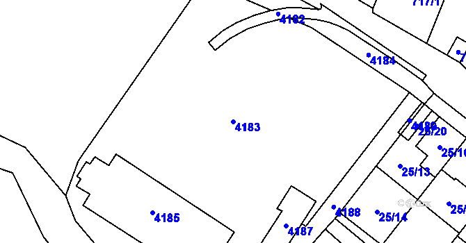 Parcela st. 4183 v KÚ Těšetice u Znojma, Katastrální mapa
