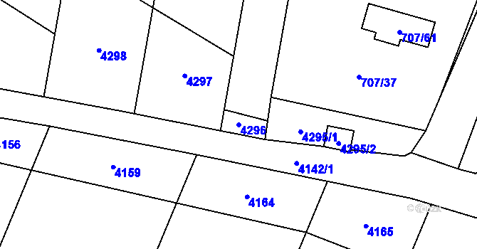 Parcela st. 4296 v KÚ Těšetice u Znojma, Katastrální mapa