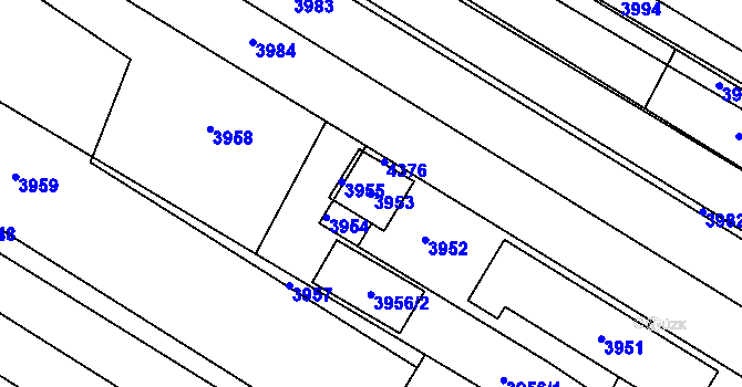 Parcela st. 3953 v KÚ Těšetice u Znojma, Katastrální mapa