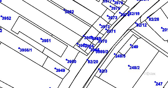 Parcela st. 3966 v KÚ Těšetice u Znojma, Katastrální mapa