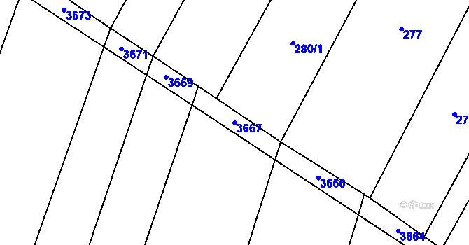 Parcela st. 3667 v KÚ Těšetice u Znojma, Katastrální mapa