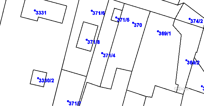 Parcela st. 371/4 v KÚ Těšetice u Znojma, Katastrální mapa